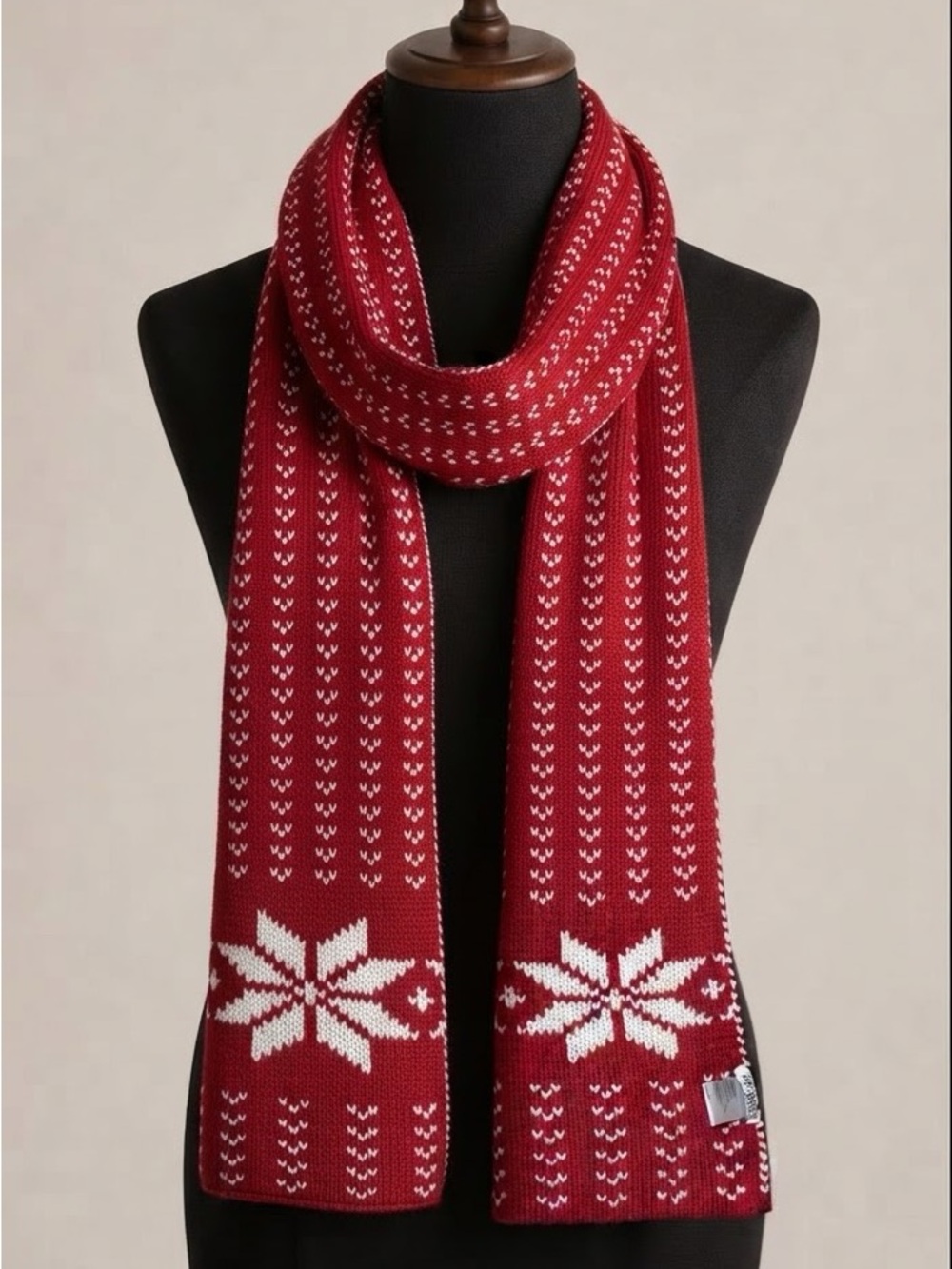 Buffalo David Bitton Red & White Nordic Fair Isle Knit Winter Scarf